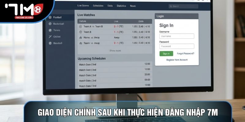 Giao diện chính sau khi thực hiện đăng nhập 7M